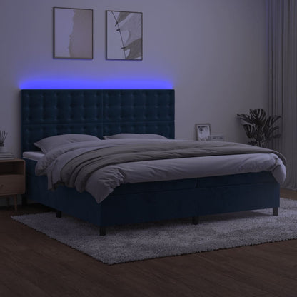 Boxspringbett mit Matratze & LED Dunkelblau 200x200 cm Samt