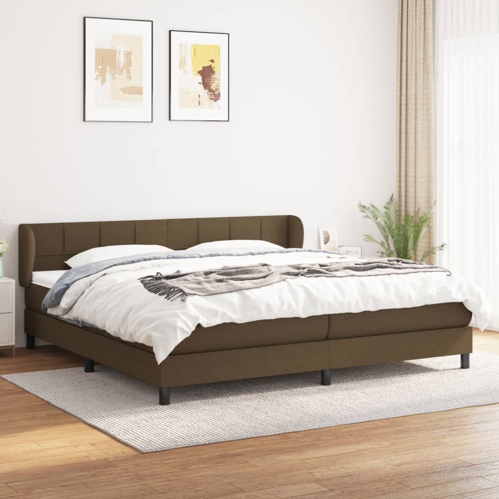 Boxspringbett mit Matratze Dunkelbraun 200x200 cm Stoff