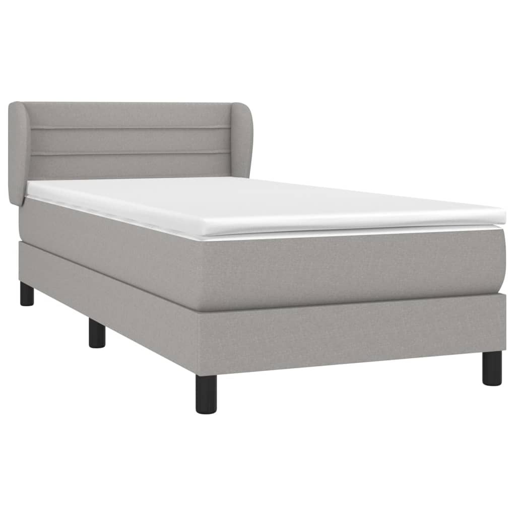 Boxspringbett mit Matratze Hellgrau 90x200 cm Stoff