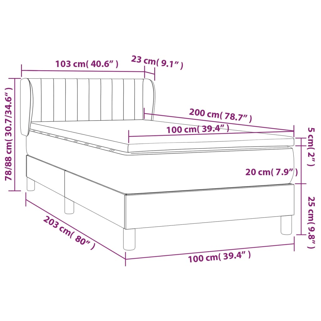 Boxspringbett mit Matratze Grün 100x200 cm Stoff