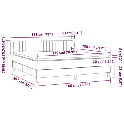 Boxspringbett mit Matratze Schwarz 180x200 cm Stoff