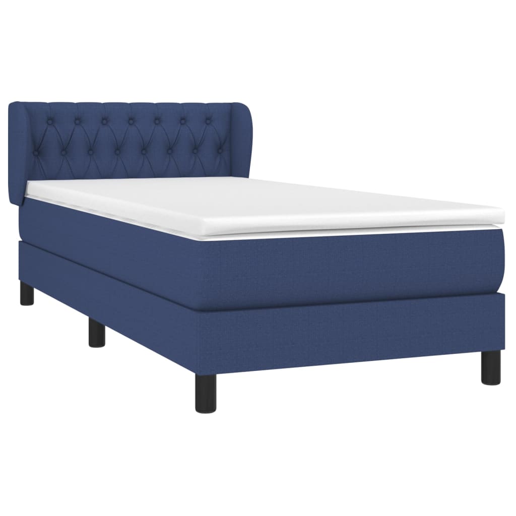 Boxspringbett mit Matratze Blau 90x190 cm Stoff