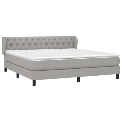 Boxspringbett mit Matratze Hellgrau 160x200 cm Stoff