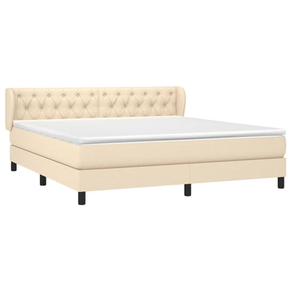 Boxspringbett mit Matratze Creme 160x200 cm Stoff