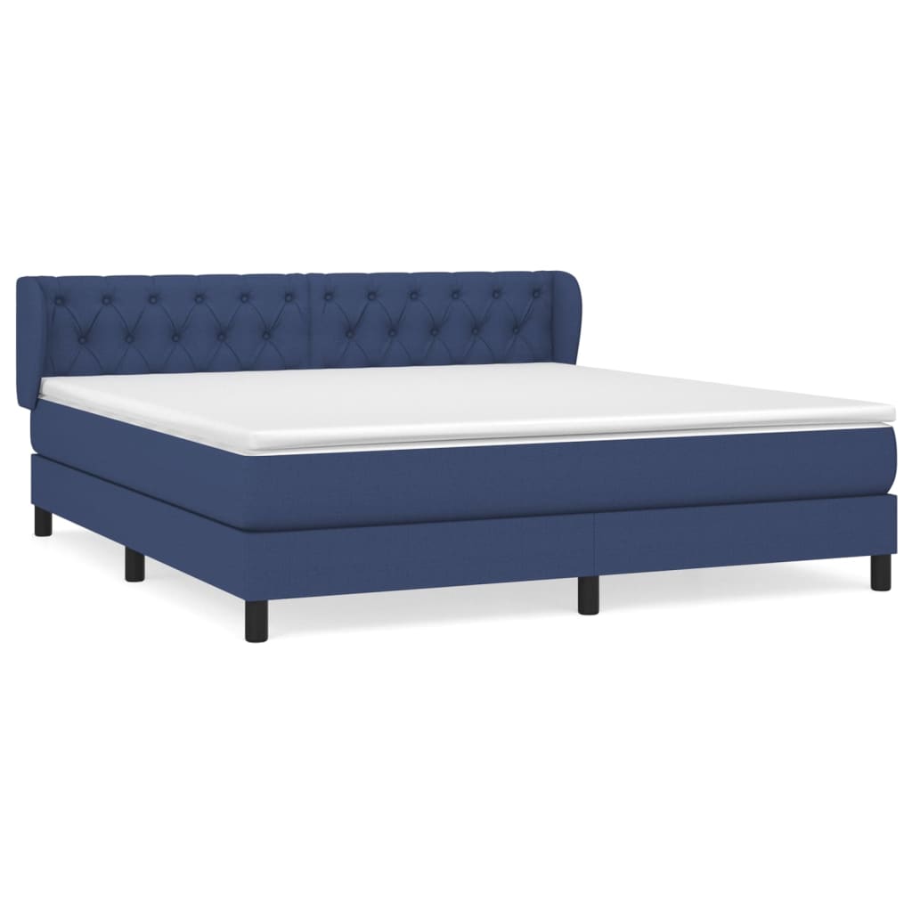 Boxspringbett mit Matratze Blau 160x200 cm Stoff