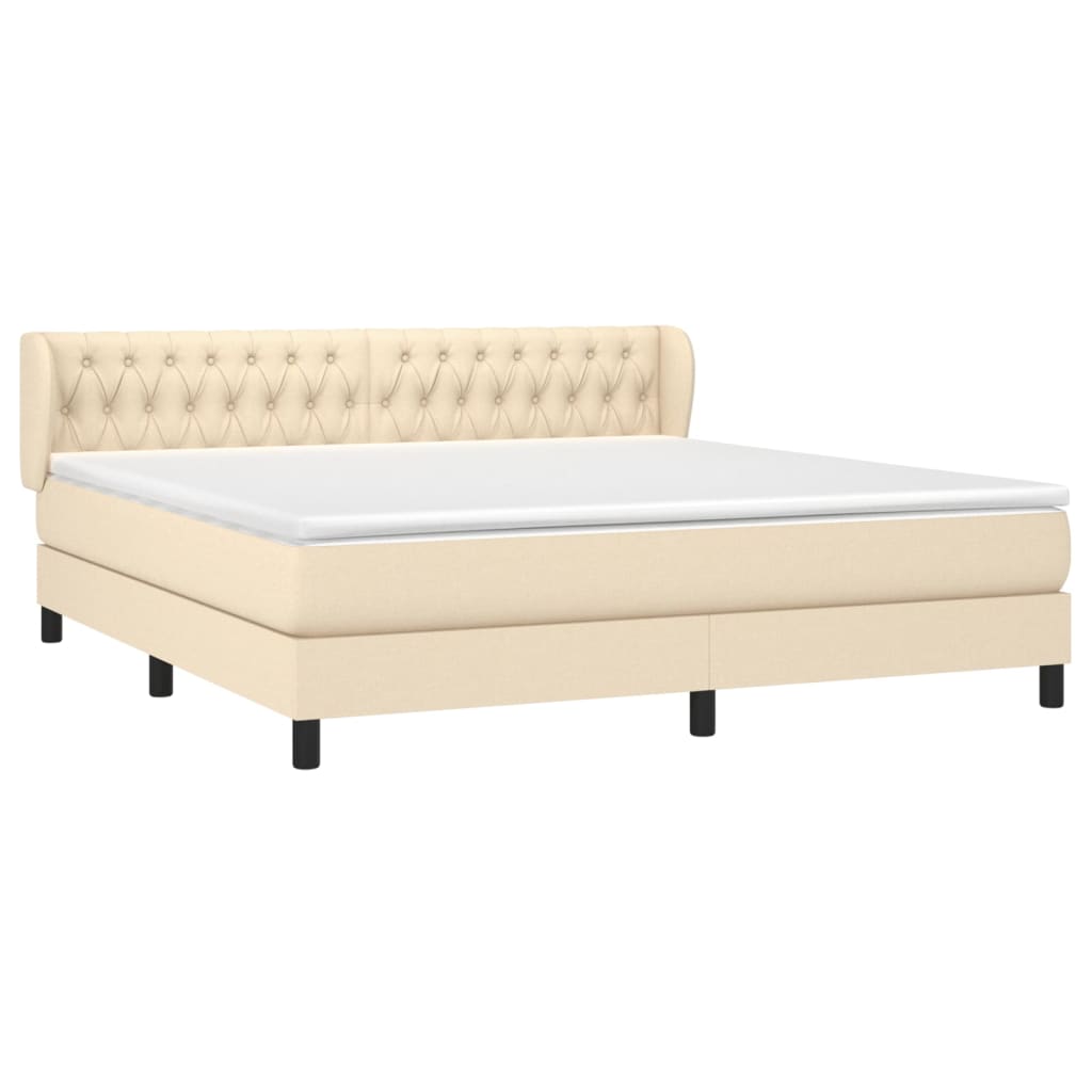 Boxspringbett mit Matratze Creme 180x200 cm Stoff