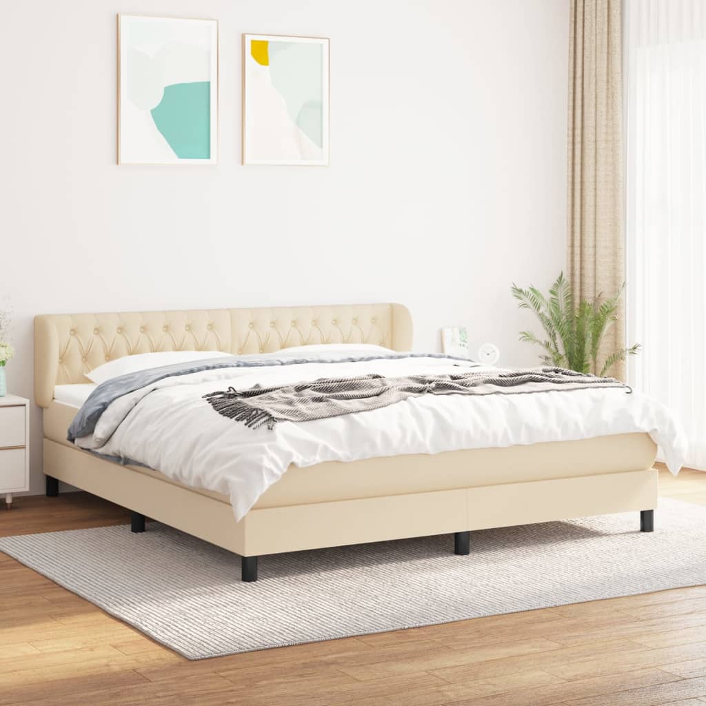 Boxspringbett mit Matratze Creme 180x200 cm Stoff