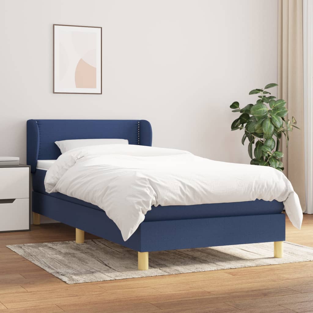 Boxspringbett mit Matratze Blau 90x190 cm Stoff