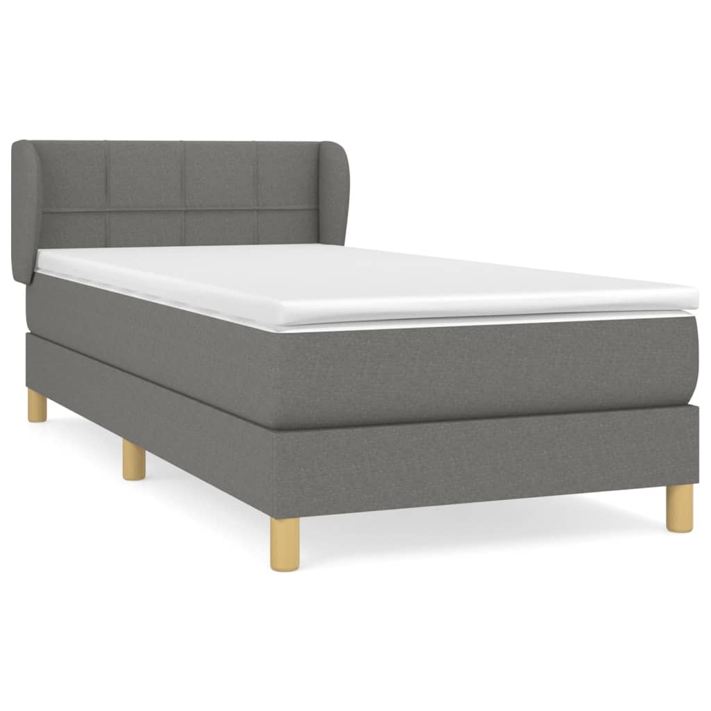 Boxspringbett mit Matratze Dunkelgrau 80x200 cm Stoff