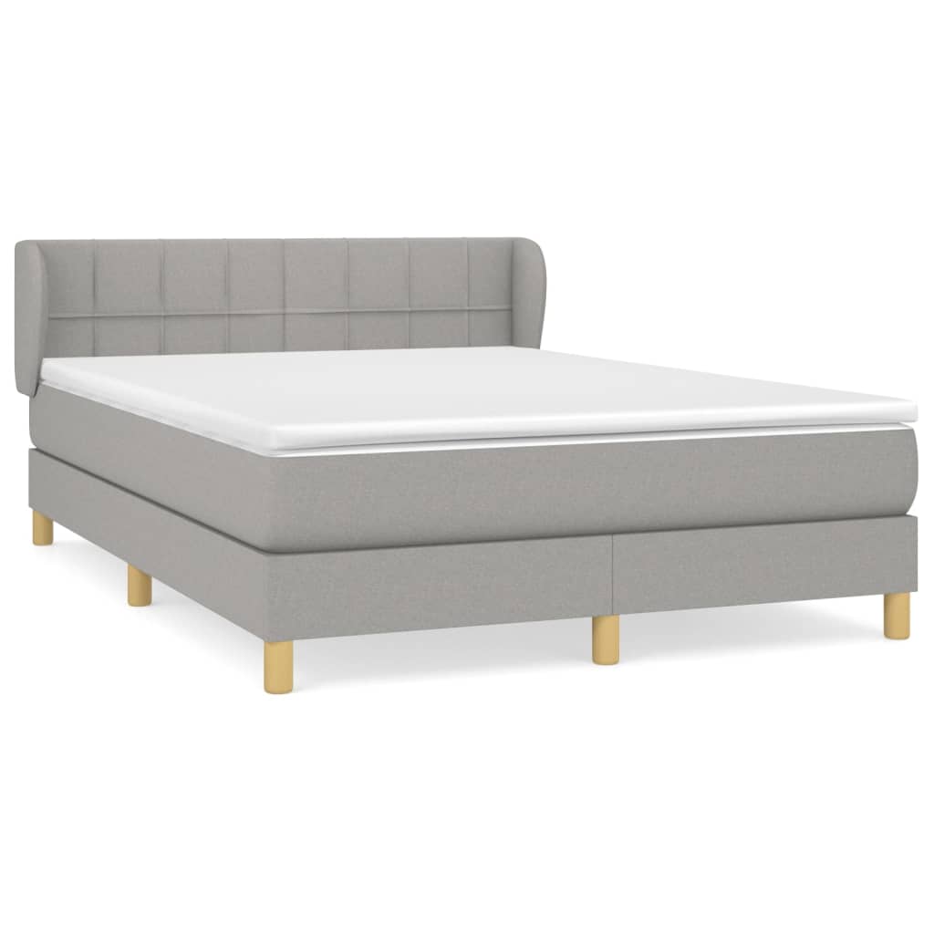 Boxspringbett mit Matratze Hellgrau 140x200 cm Stoff