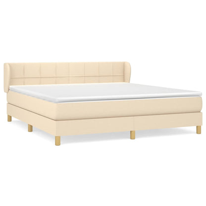 Boxspringbett mit Matratze Creme 160x200 cm Stoff