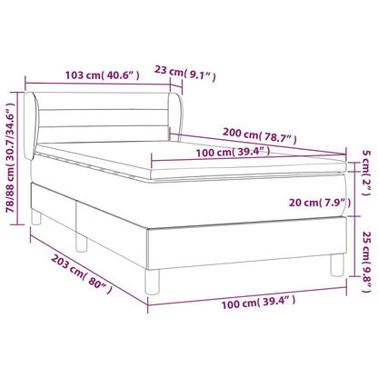 Boxspringbett mit Matratze Blau 100x200 cm Stoff