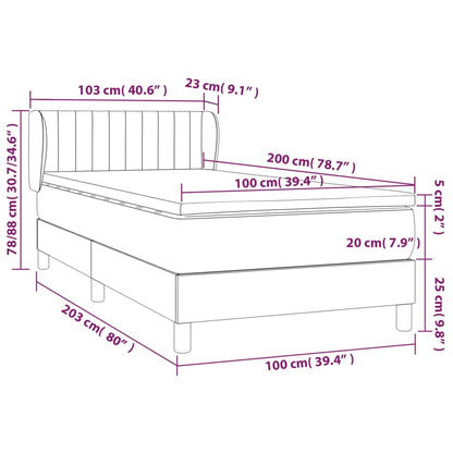 Boxspringbett mit Matratze Blau 100x200 cm Stoff