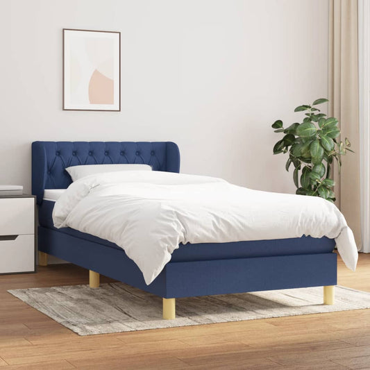 Boxspringbett mit Matratze Blau 90x200 cm Stoff