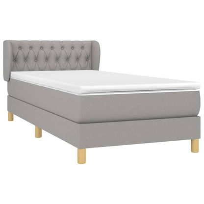 Boxspringbett mit Matratze Hellgrau 100x200 cm Stoff