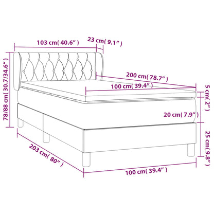 Boxspringbett mit Matratze Taupe 100x200 cm Stoff