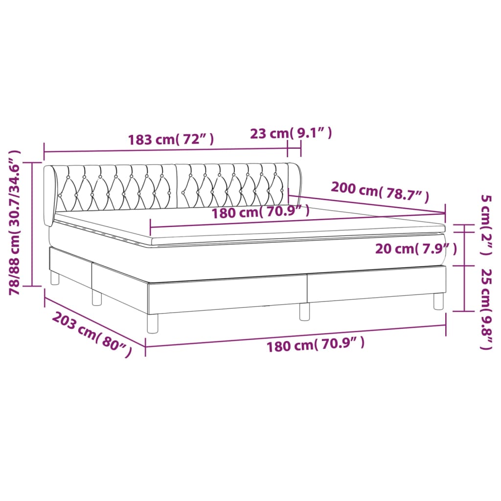 Boxspringbett mit Matratze Taupe 180x200 cm Stoff