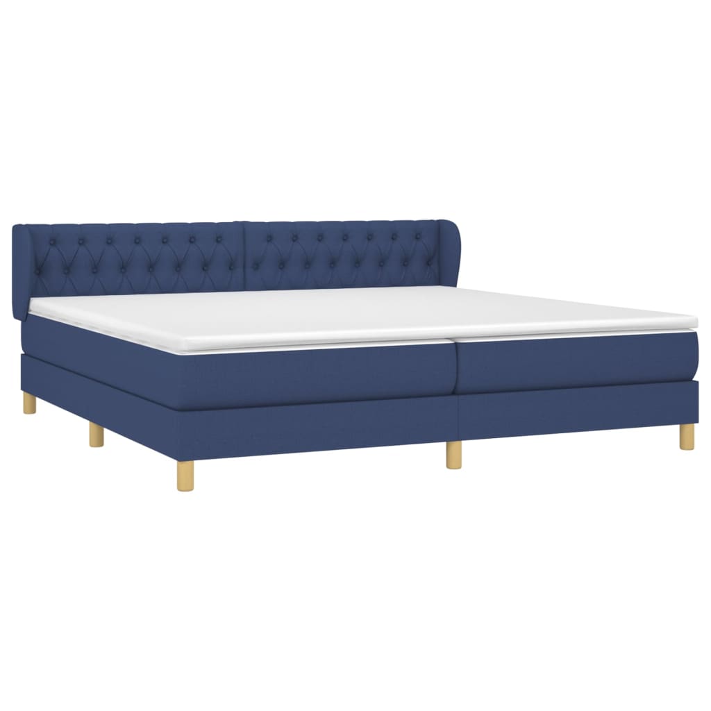 Boxspringbett mit Matratze Blau 200x200 cm Stoff