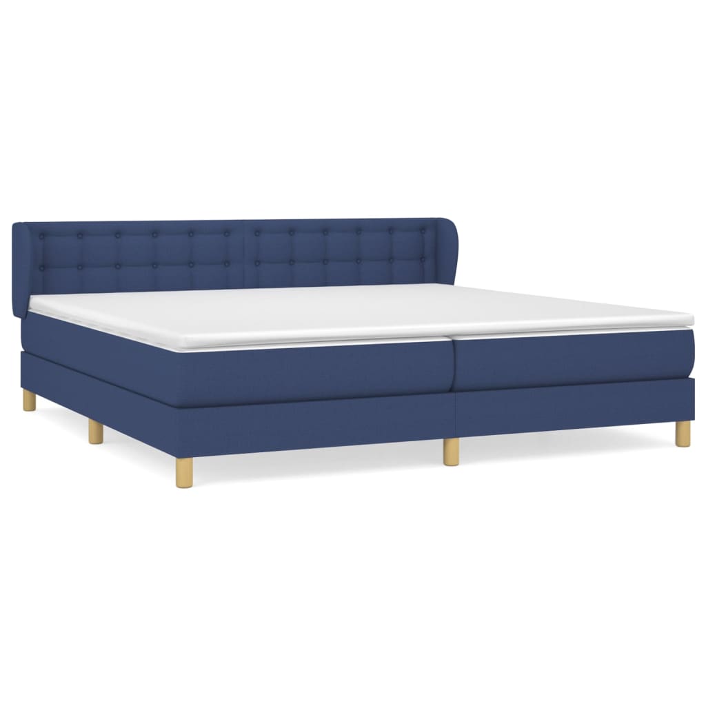 Boxspringbett mit Matratze Blau 200x200 cm Stoff