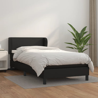 Boxspringbett mit Matratze Schwarz 80x200 cm Kunstleder