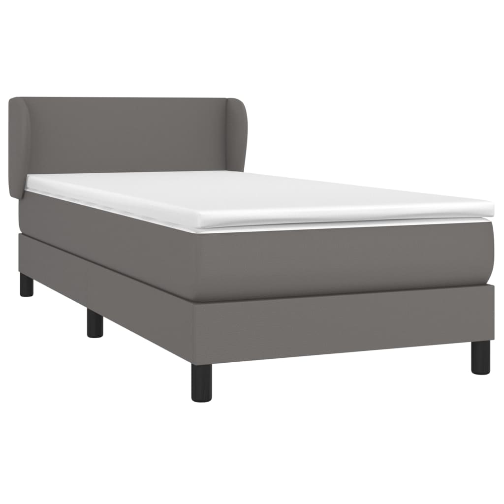 Boxspringbett mit Matratze Grau 80x200 cm Kunstleder