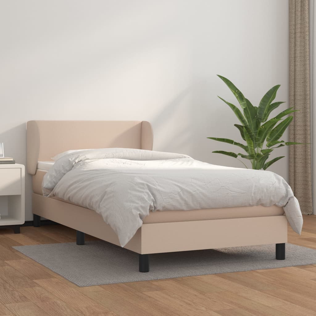 Boxspringbett mit Matratze Cappuccino-Braun 80x200cm Kunstleder