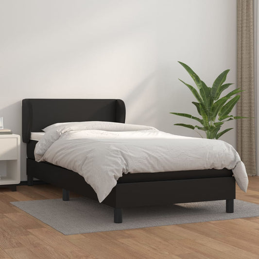 Boxspringbett mit Matratze Schwarz 90x190 cm Kunstleder