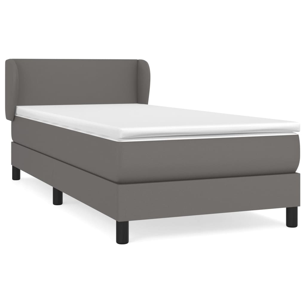 Boxspringbett mit Matratze Grau 90x190 cm Kunstleder