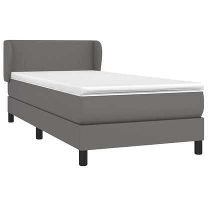 Boxspringbett mit Matratze Grau 90x190 cm Kunstleder