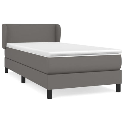 Boxspringbett mit Matratze Grau 90x200 cm Kunstleder