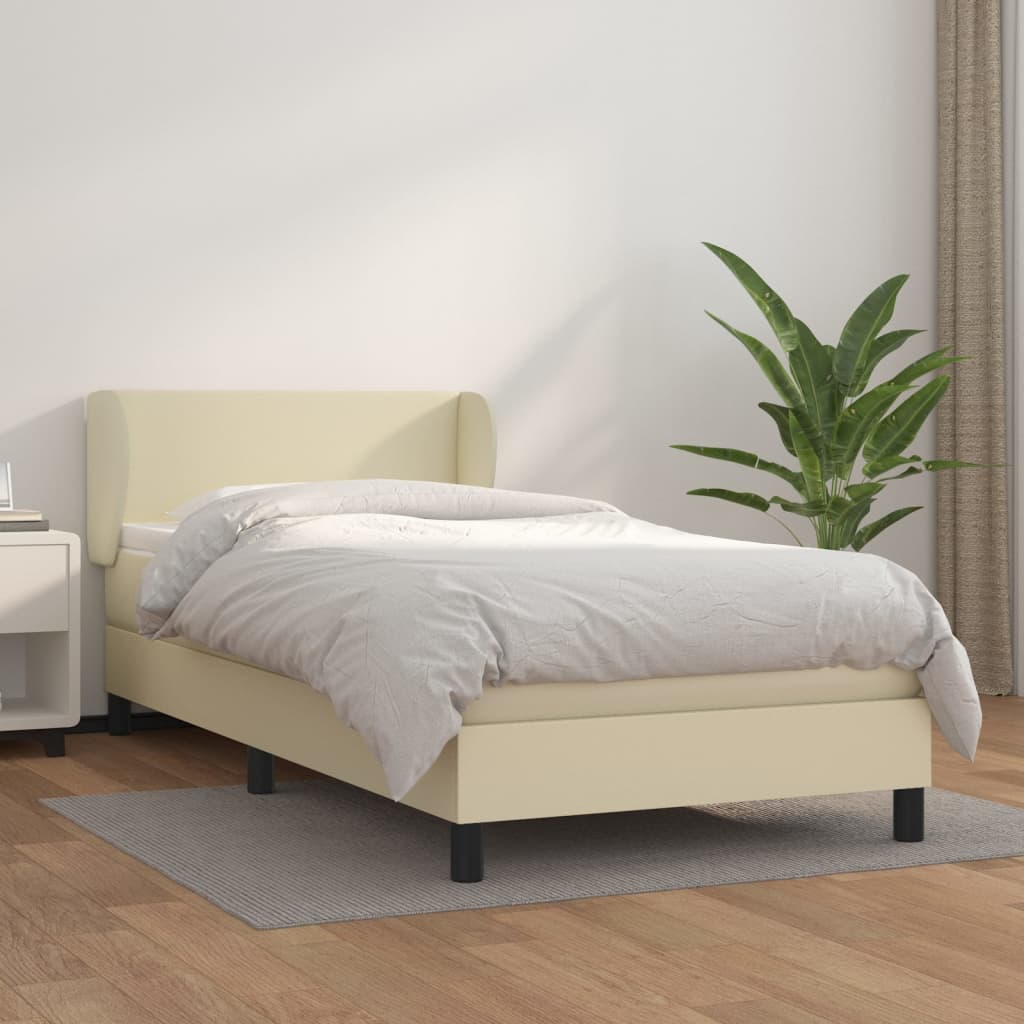 Boxspringbett mit Matratze Creme 100x200 cm Kunstleder