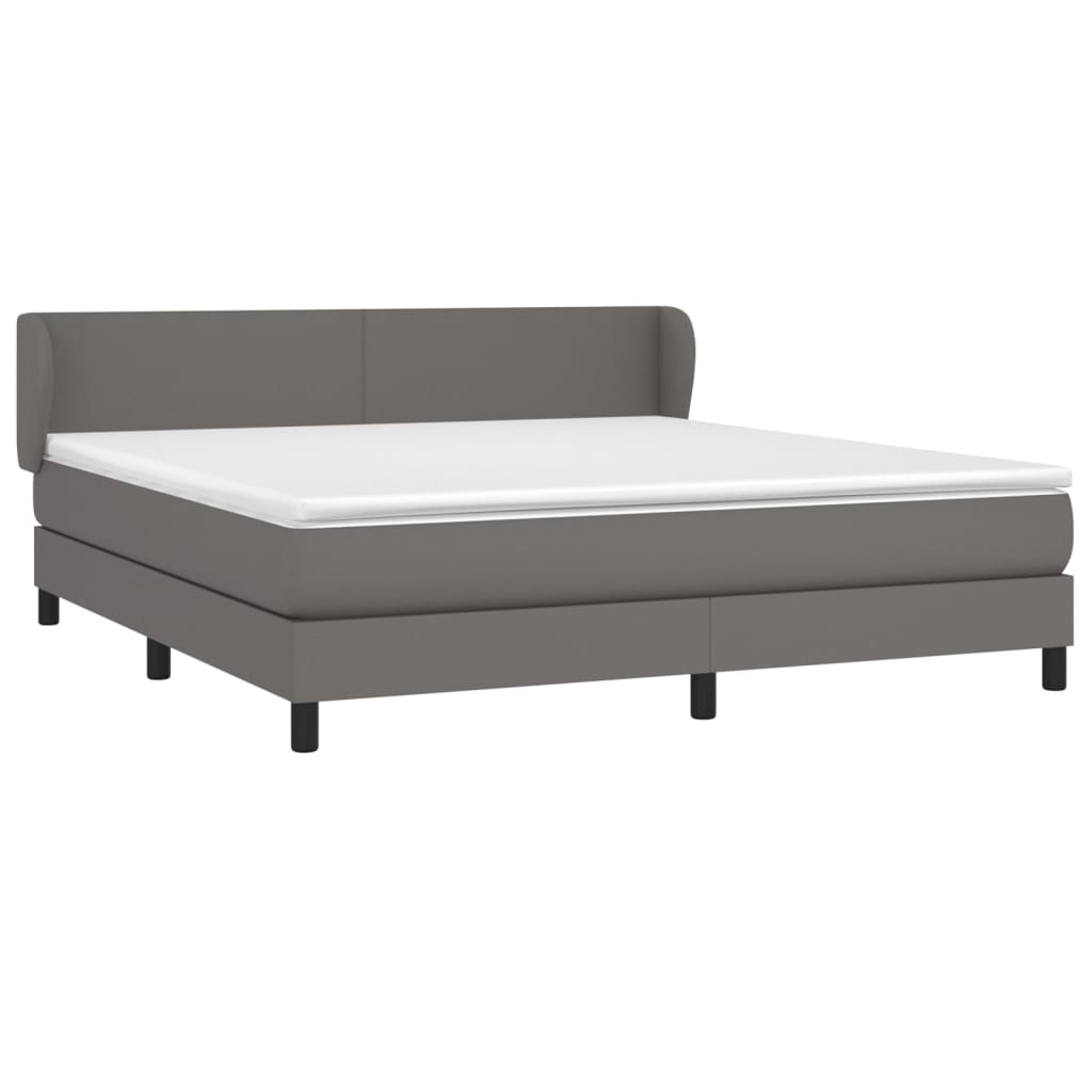 Boxspringbett mit Matratze Grau 160x200 cm Kunstleder