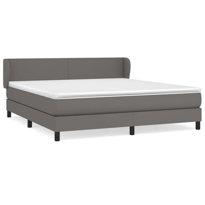 Boxspringbett mit Matratze Grau 180x200 cm Kunstleder