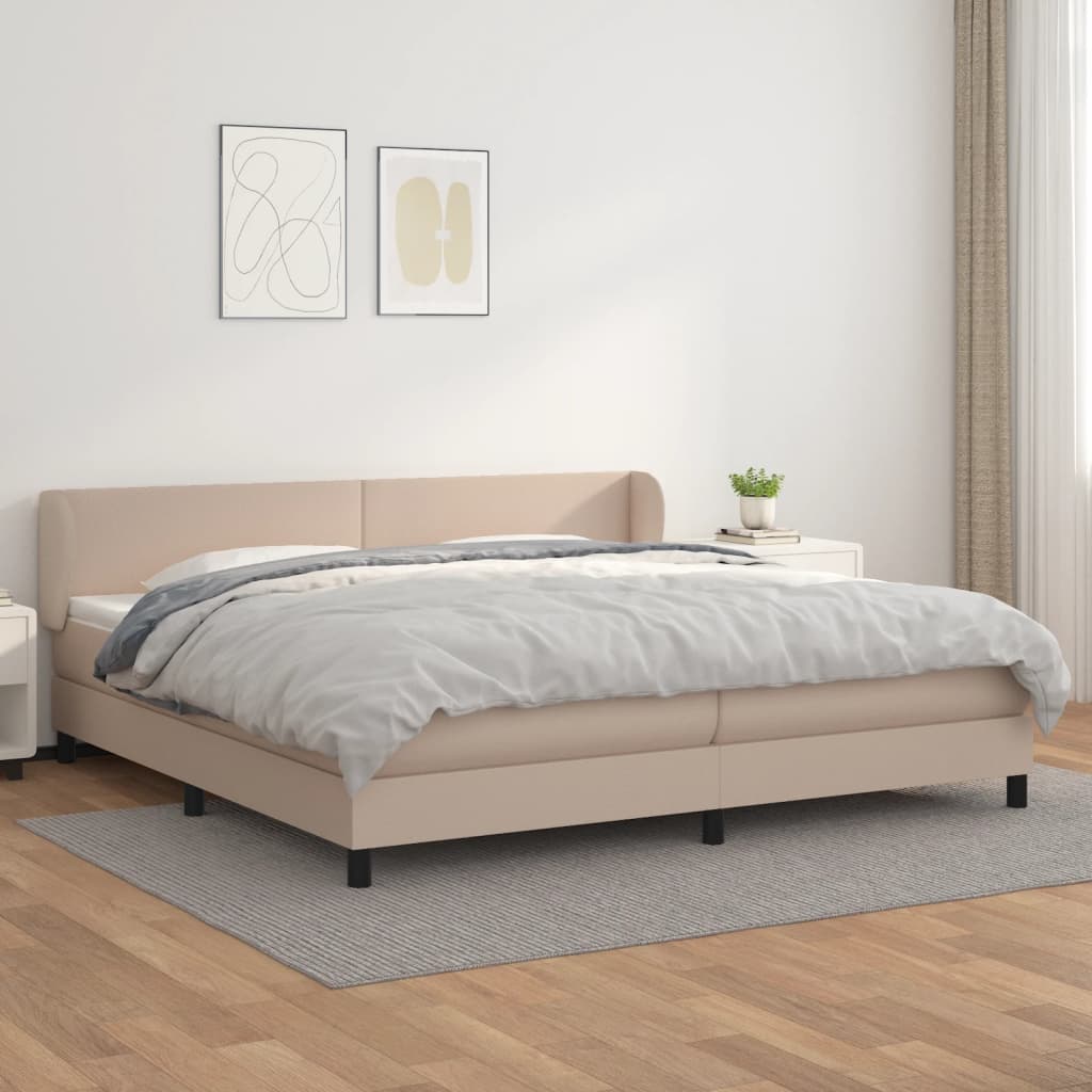 Boxspringbett Matratze Cappuccino-Braun 200x200cm Kunstleder