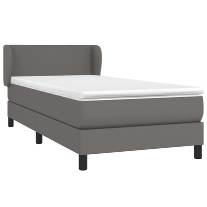 Boxspringbett mit Matratze Grau 80x200 cm Kunstleder