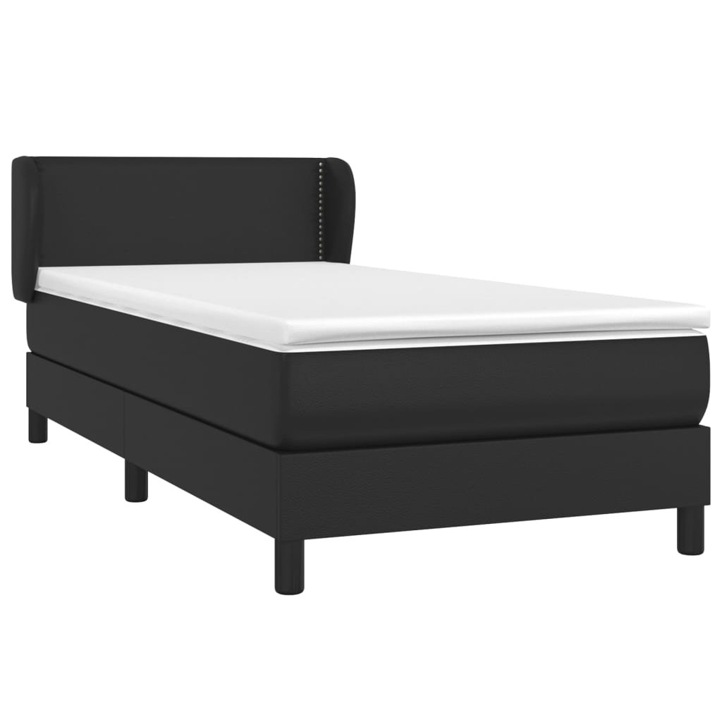 Boxspringbett mit Matratze Schwarz 90x190 cm Kunstleder