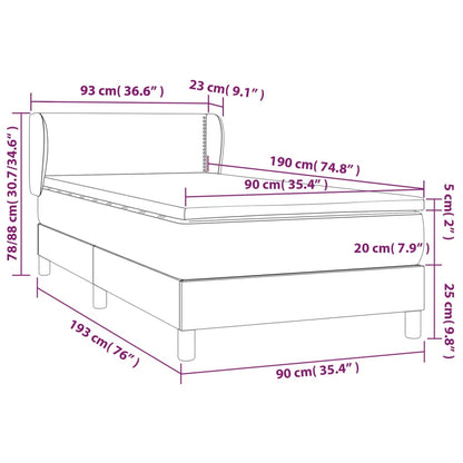 Boxspringbett mit Matratze Grau 90x190 cm Kunstleder