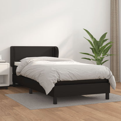 Boxspringbett mit Matratze Schwarz 90x200 cm Kunstleder