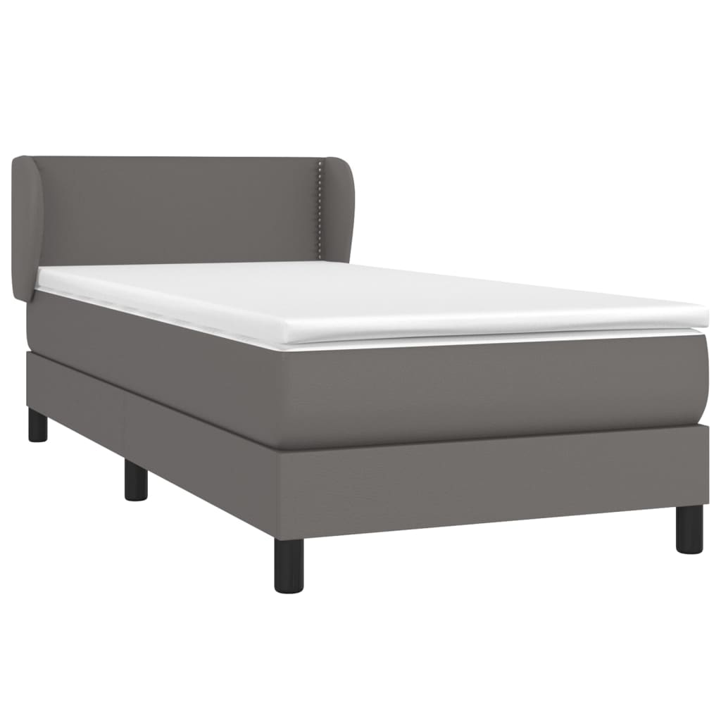 Boxspringbett mit Matratze Grau 90x200 cm Kunstleder