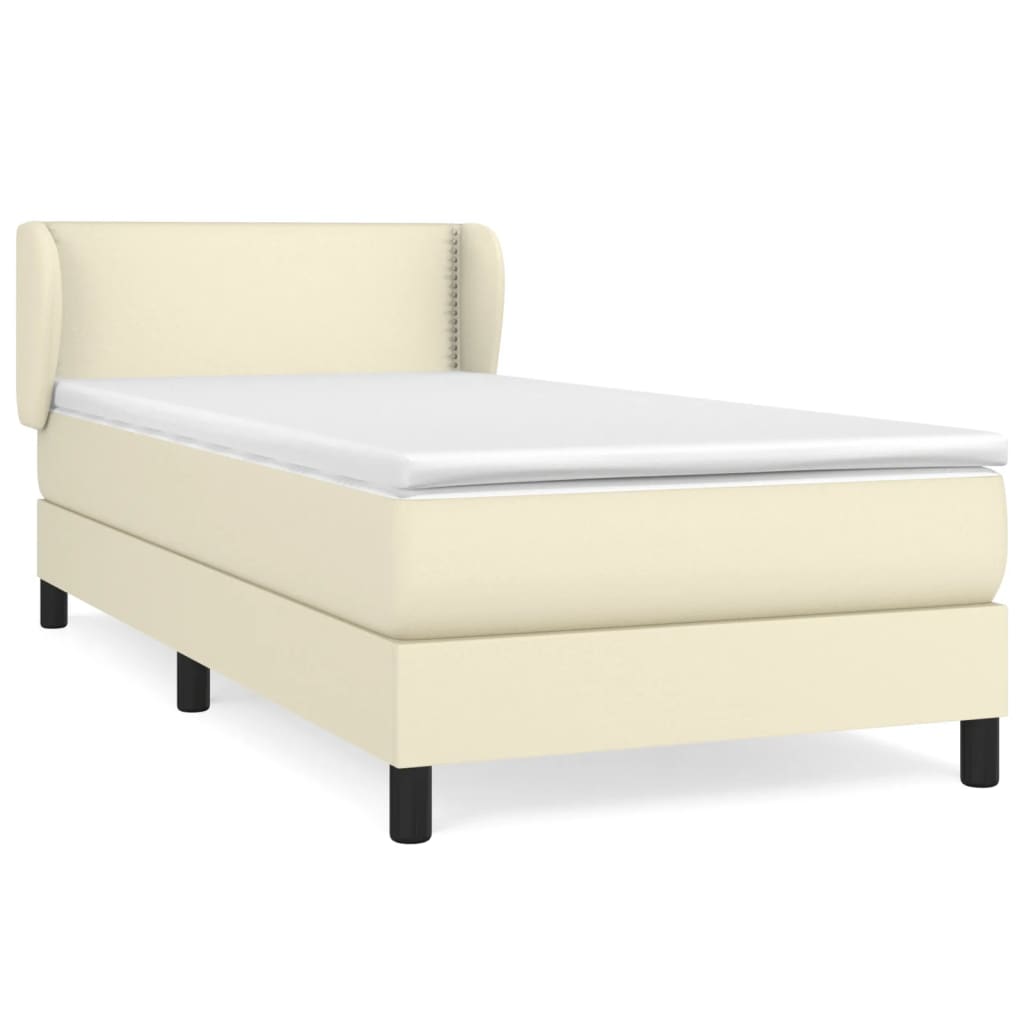 Boxspringbett mit Matratze Creme 100x200 cm Kunstleder