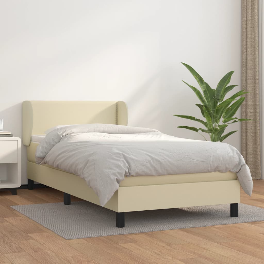 Boxspringbett mit Matratze Creme 100x200 cm Kunstleder