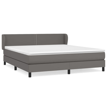 Boxspringbett mit Matratze Grau 160x200 cm Kunstleder