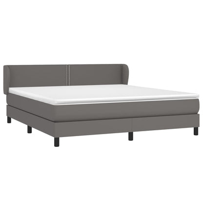 Boxspringbett mit Matratze Grau 160x200 cm Kunstleder