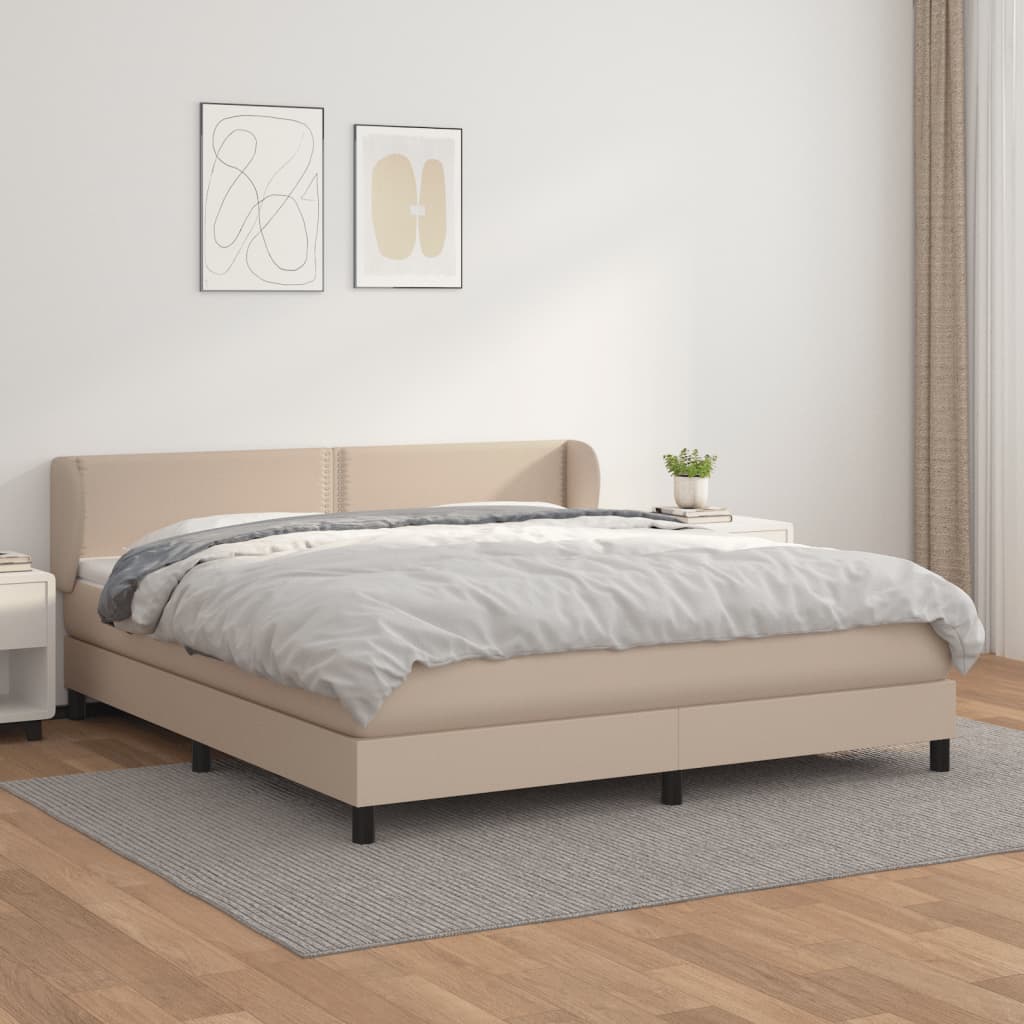 Boxspringbett Matratze Cappuccino-Braun 160x200 cm Kunstleder