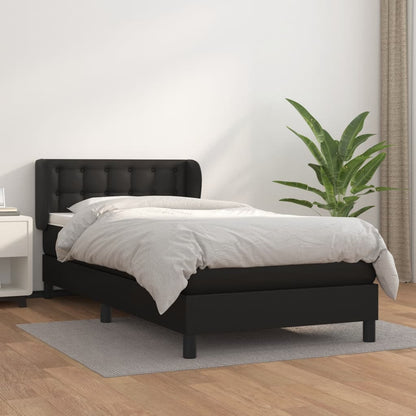 Boxspringbett mit Matratze Schwarz 80x200 cm Kunstleder