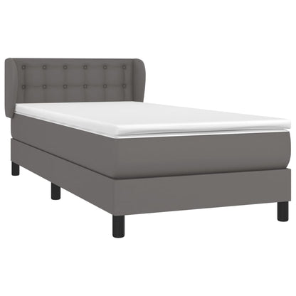 Boxspringbett mit Matratze Grau 80x200 cm Kunstleder