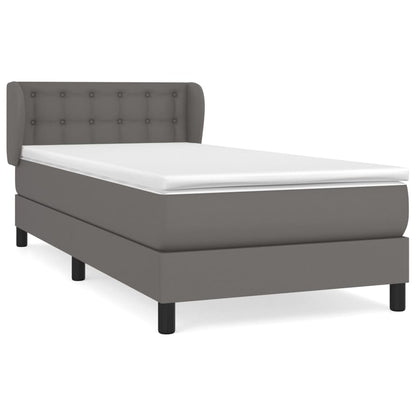 Boxspringbett mit Matratze Grau 90x190 cm Kunstleder