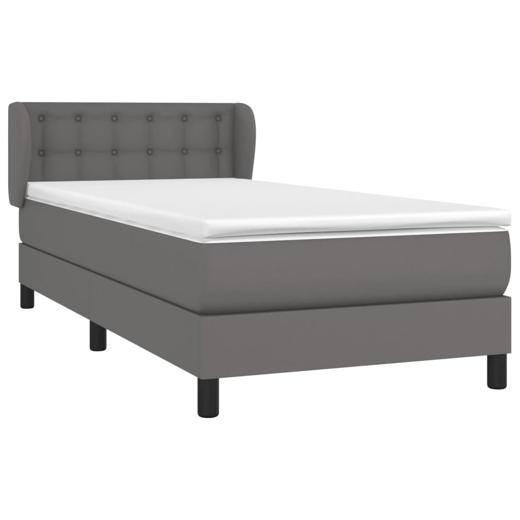 Boxspringbett mit Matratze Grau 90x190 cm Kunstleder