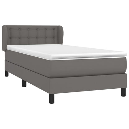 Boxspringbett mit Matratze Grau 90x200 cm Kunstleder