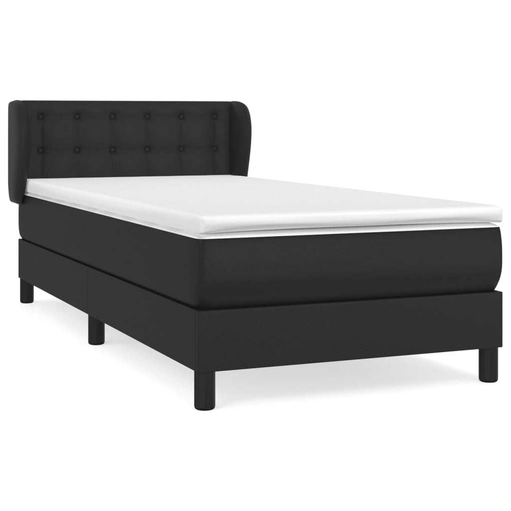 Boxspringbett mit Matratze Schwarz 100x200 cm Kunstleder